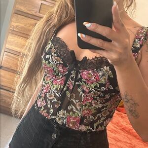 Victorias Secret Floral Lace Bustier Top